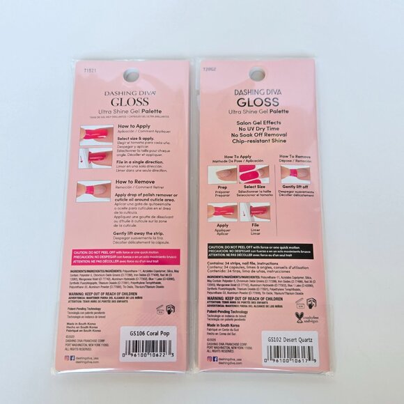NEW Sealed Dashing Diva Gloss Nail Gel Strips Set of 2 - Picture 3 of 3